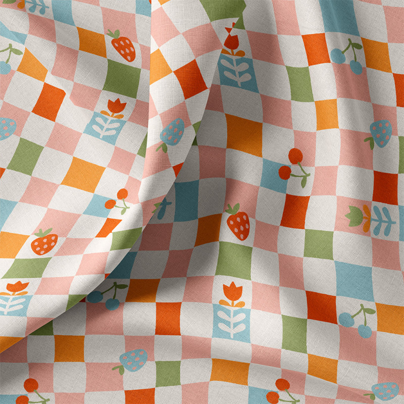 Printed Cotton CIRAFINE2 Pink / Blue